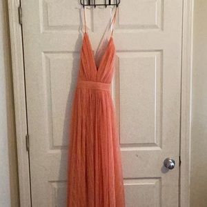 Orangey pink prom/bridesmaid dress